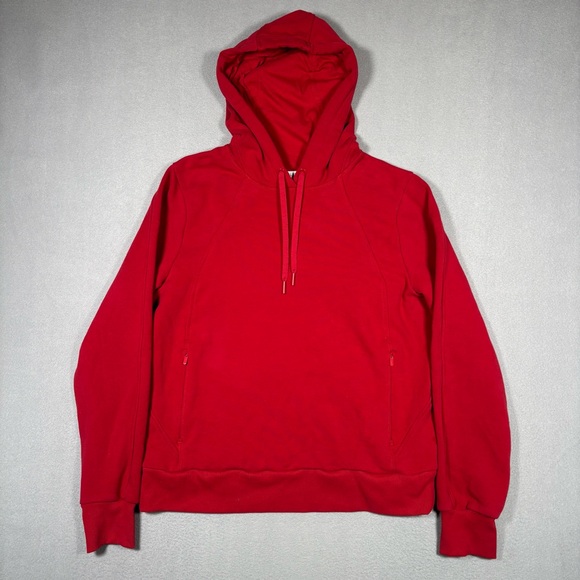 Athleta Retroplush Revive Hoodie Pullover Sweatshirt Women’s Medium Red Fleece - Picture 2 of 10
